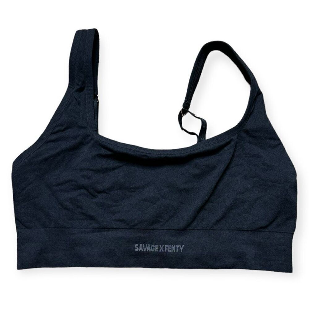 Savage X Fenty Women's Black Low Impact Square Neck Sports Bra Size 12-14